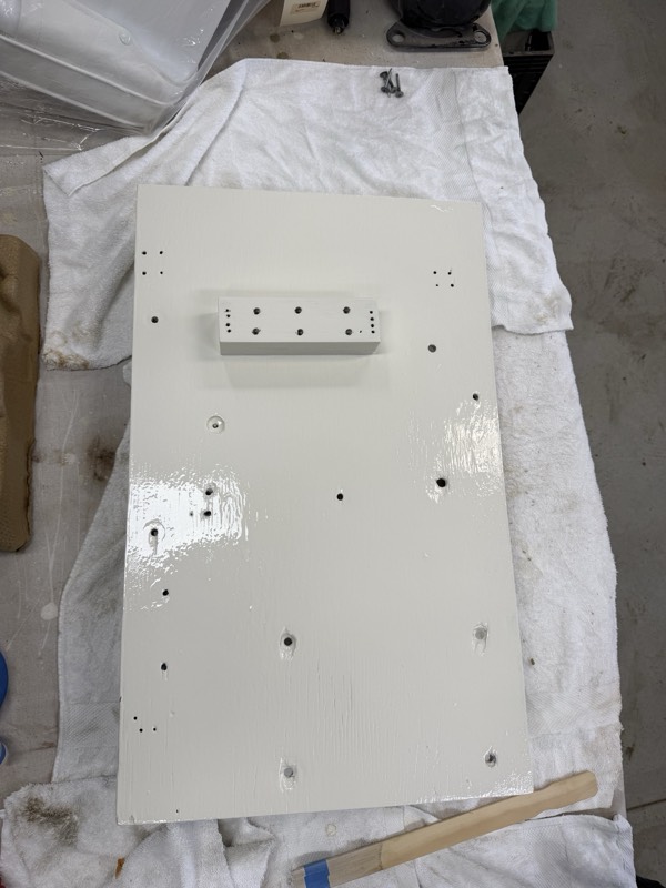 Mounting board, painted and drilled for the component layout