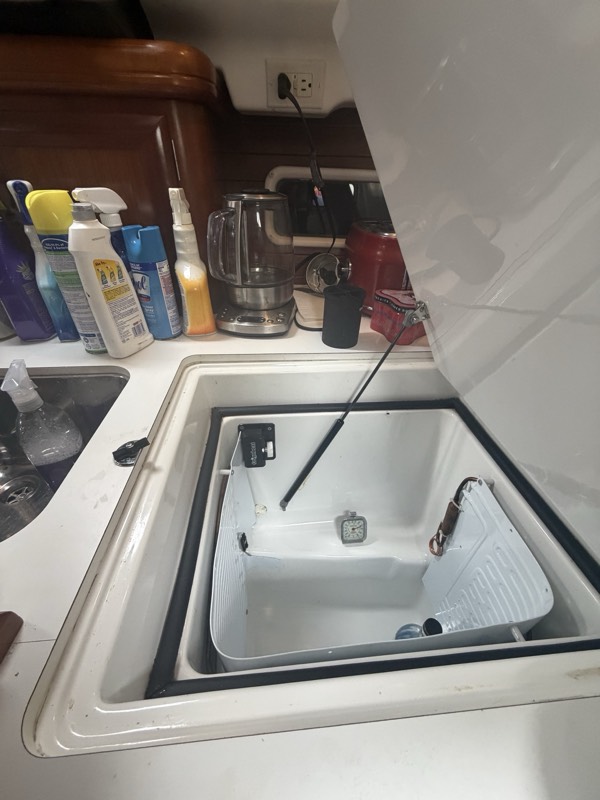 Freezer box with the lid open