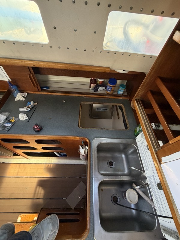 Galley, with the freezer box opened up